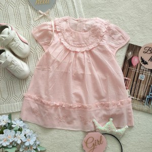 پیراهن مجلسی گلدوزی صورتی