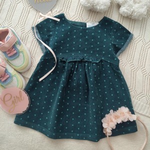 پیراهن خالدار سبز کبریتی