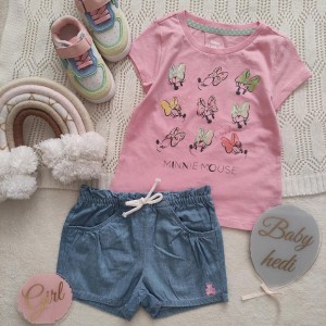 تیشرت پولک دوزی مینی موس و شلوارک طرح جین