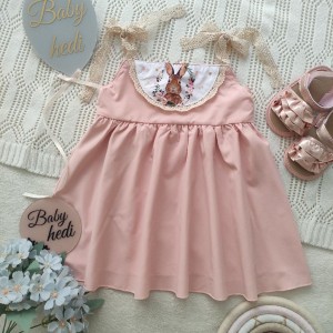 پیراهن مجلسی خرگوش و پاپوش صورتی براق