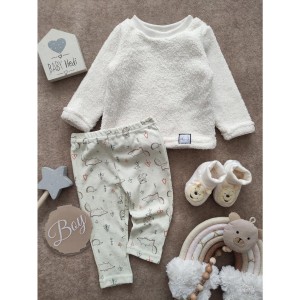 ست بلوز و شلوار تدی خارپشت شیری