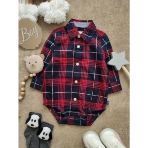 بادی یقه دار مجلسی سرمه ای قرمز