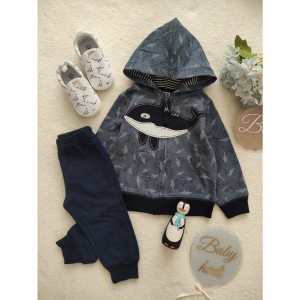 ست سوییشرت و شلوار آبی سرمه ای کوسه