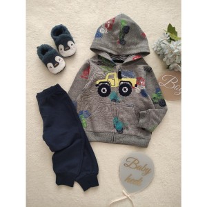 ست سوییشرت و شلوار طوسی سرمه ای تراکتور