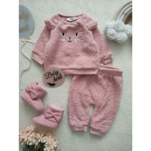 ست بلوز و شلوار تدی صورتی