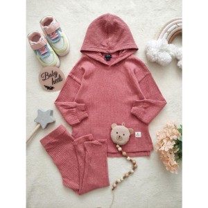 ست بلوز کلاهدار و شلوار کبریتی رنگ گوشتی