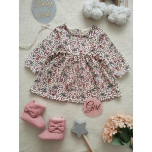 پیراهن دورس زمینه روشن گل و خرگوش