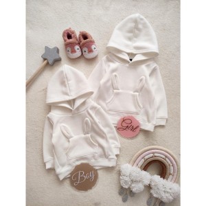 هودی کلاهدار تمام سفید