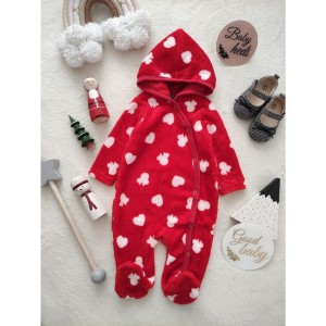 سرهمی پشمالو کلاه دار قرمز