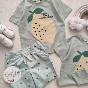 تی شرت پسرانه  لیمو مغز پسته ای