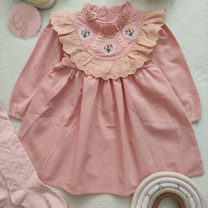 پیراهن گلدوزی بهار صورتی