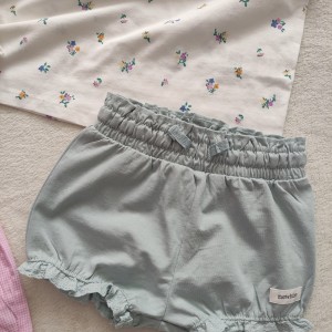 شلوارک آبی تور کتان