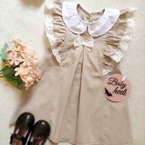 پیراهن دخترانه مجلسی یقه توردوزی