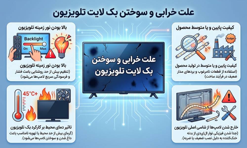 علائم سوختن بک لایت تلویزیون