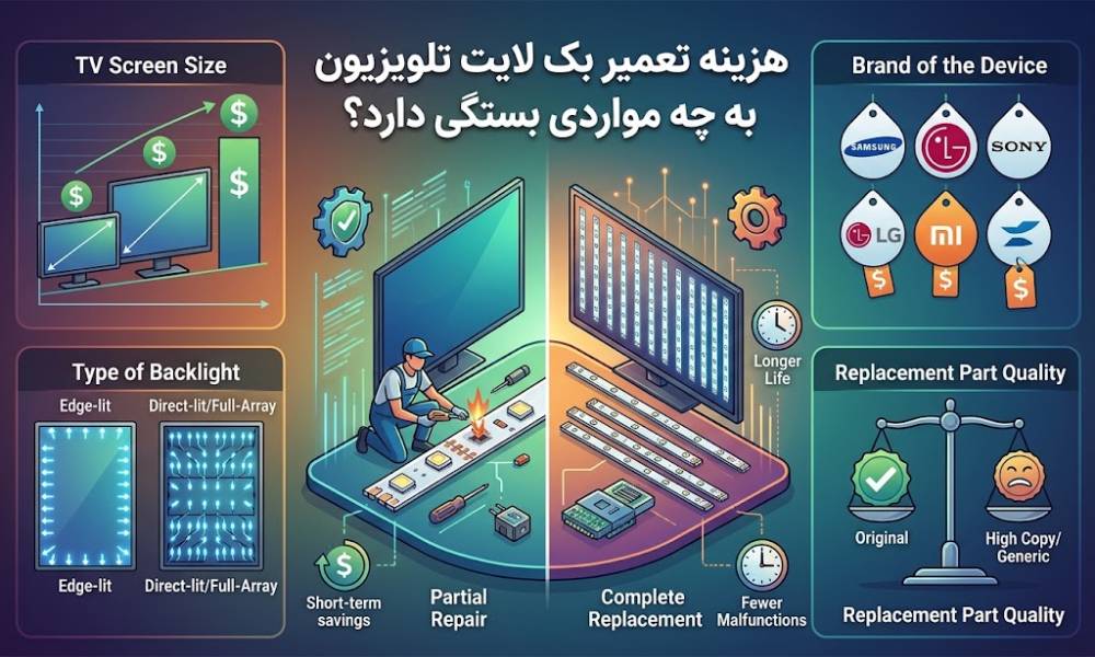هزینه تعمیر بک لایت تلویزیون