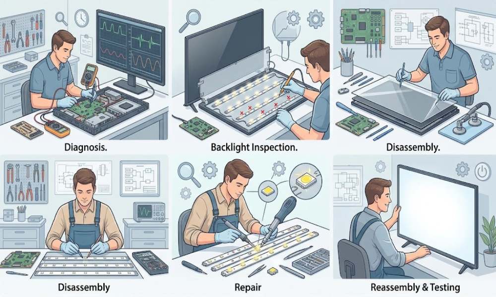 تعمیر بکلایت تلویزیون ال جی