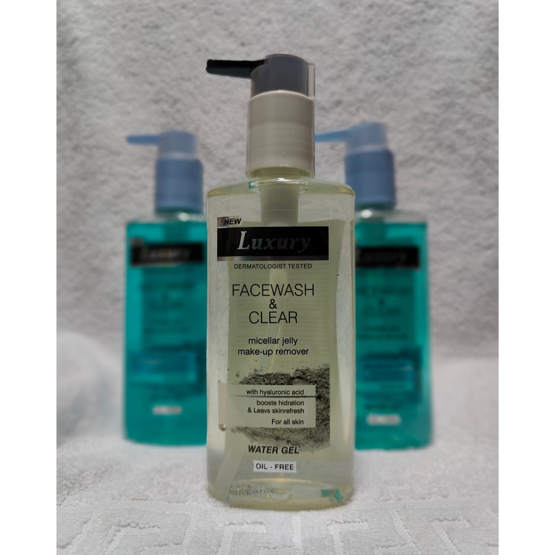 ژل شستشوی صورت و پاک کننده آرایش لاکچری Luxury مدل Facewash & Clear