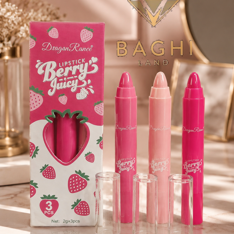 رژ لب مدادی پیچی دراگون رانی مدل Berry Juicy پک ۳ عددی