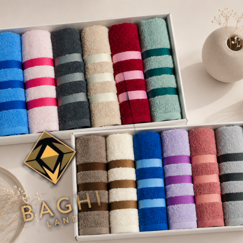 حوله دستی بهباف آذر سایز40.80طرح رنگین کمان