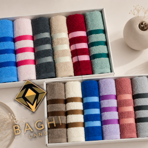حوله دستی بهباف آذر سایز40.80طرح رنگین کمان