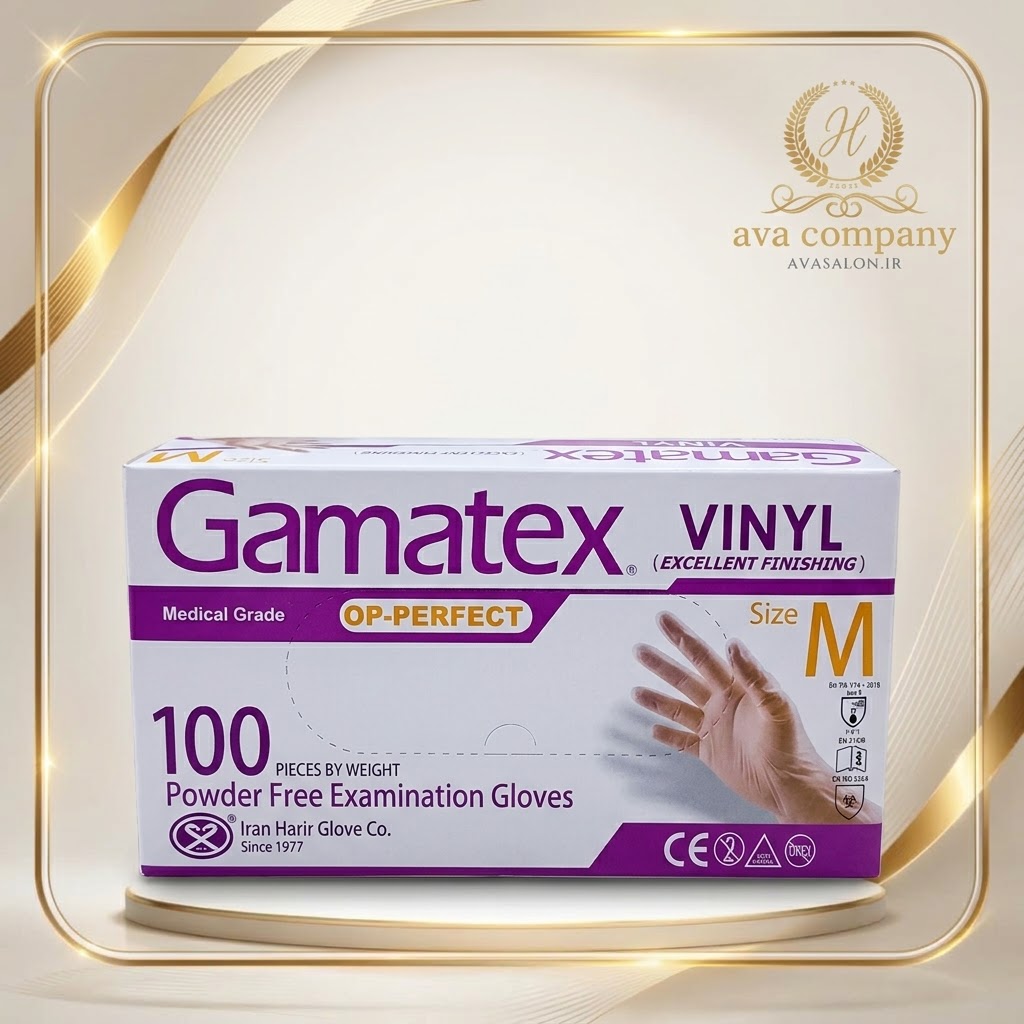دستکش کار با مواد بدون پودر گامتکس Gamatex سایز M بسته ۱۰۰ عددی