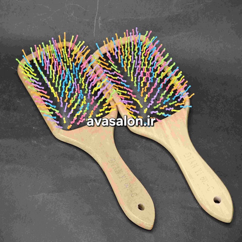 برس چوبی دانه پلاستیکی رنگی