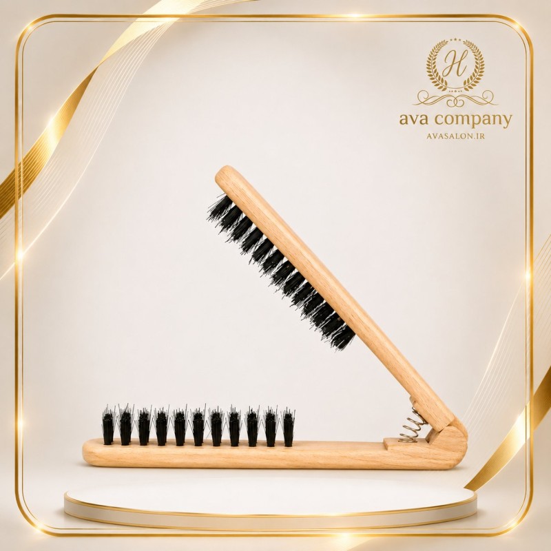 برس دوطرفه چوبی فنردار کراتین و اتوکشی حرفه‌ای مو | مناسب استفاده سالنی و براشینگ تخصصی