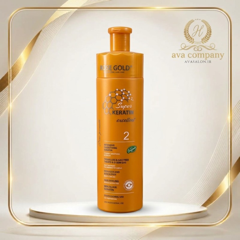 سوپر کراتین رزگلد طلایی (Rose Gold Super Keratin) – صافی، احیا و بازسازی عمقی موهای آسیب‌دیده