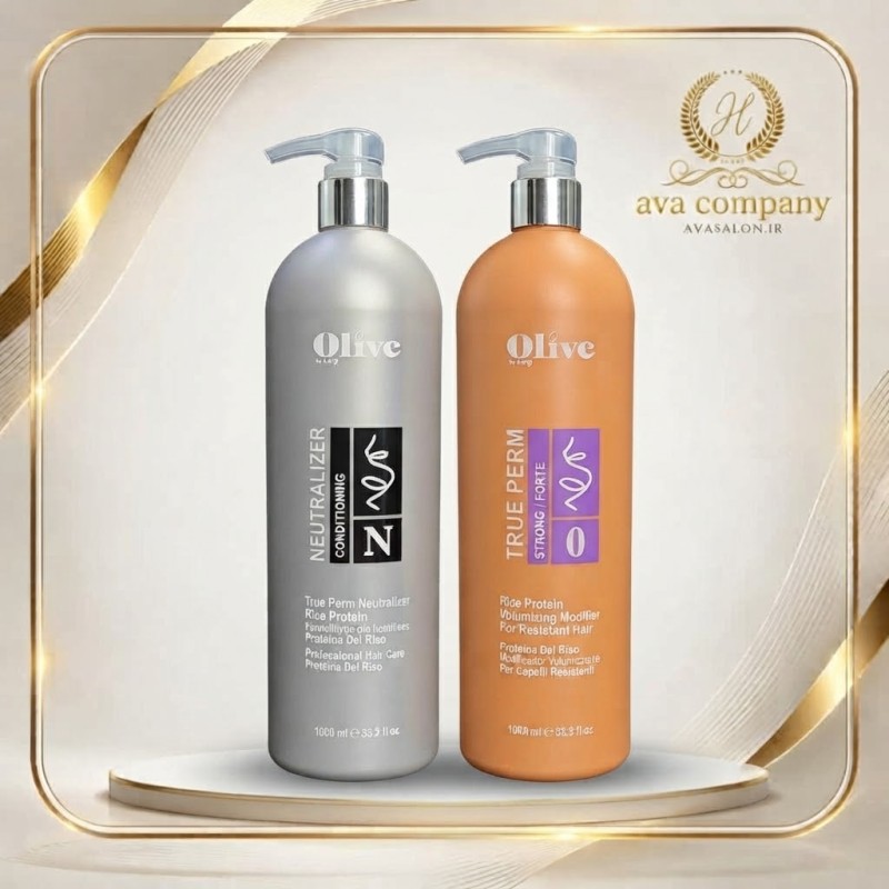 مواد فر مو اولیو (Olive Perm Solution) – محلول فر دائم حرفه‌ای 1000 میل برای ایجاد فر طبیعی و ماندگار