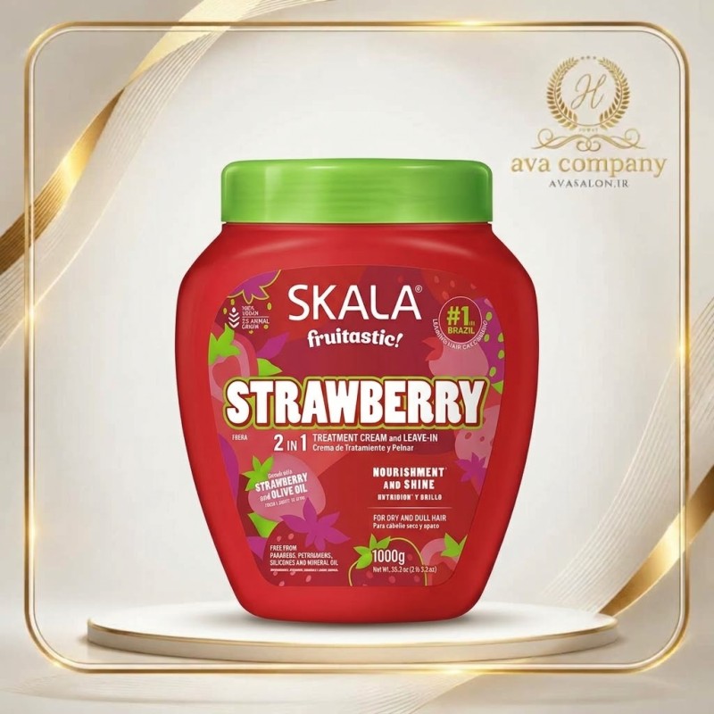 ماسک مو و کرم بدون آبکشی اسکالا برزیل توت‌فرنگی و روغن زیتون SKALA Fruitastic Strawberry حجم ۱۰۰۰ گرم