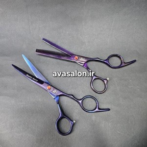 پک قیچی آرایشگری ۵ تکه Poetry Kerry مدل JS-60 Hand Made سایز ۶ اینچ + شانه فلزی