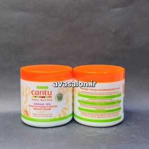 کرم ترمیم‌کننده بدون آبکشی کنتو آرگان و شی باتر Cantu | نرم‌کننده و تقویت‌کننده موهای خشک و آسیب‌دیده