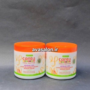 کرم ترمیم‌کننده بدون آبکشی کنتو آرگان و شی باتر Cantu | نرم‌کننده و تقویت‌کننده موهای خشک و آسیب‌دیده