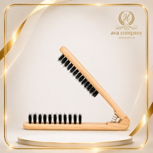 برس دوطرفه چوبی فنردار کراتین و اتوکشی حرفه‌ای مو | مناسب استفاده سالنی و براشینگ تخصصی