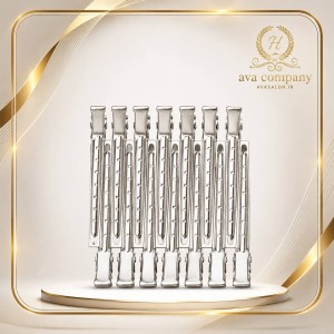 گیره فلزی بزرگ 12 عددی آرایشگری حرفه‌ای | مناسب تقسیم‌بندی، فیکس و حالت‌دهی مو در سالن زیبایی