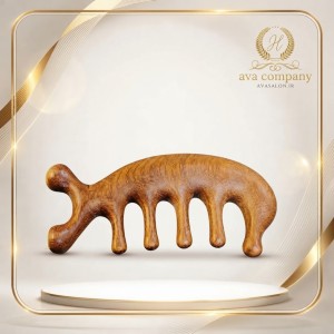 ماساژور اسکالپ چوبی 5 سر مدل گوشا – طرح اسب آبی | برس ماساژ کف سر ضد استرس و افزایش گردش خون