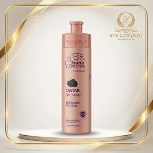 نانو پروتئین خاویار رزگلد (Rose Gold Nano Protein) – احیا و بازسازی عمقی موهای آسیب‌دیده 1100 میل