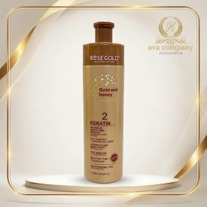کراتین رزگلد قهوه‌ای طلا و عسل (Rose Gold Gold & Honey Keratin) – صافی، احیا و ترمیم موهای آسیب‌دیده