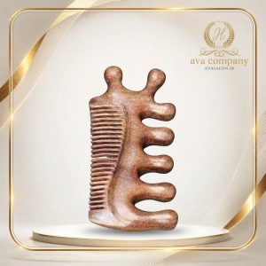شانه ماساژور چوبی صورت و اسکالپ – ابزار ماساژ پوست صورت و کف سر برای افزایش گردش خون و لیفت طبیعی پوست
