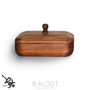 قندان چوبی مستطیل درب‌دار  ۱۸×۱۲×۷ – کد 4437