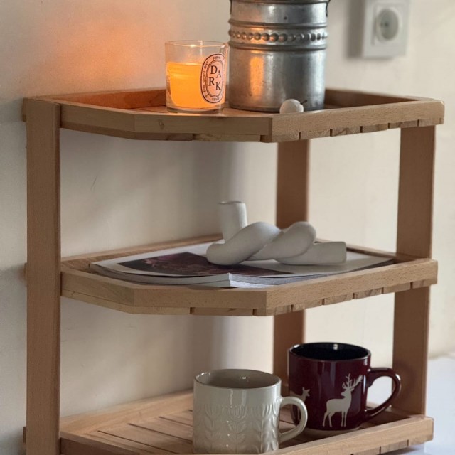 استند چوبی لوکس سه طبقه کنج کد 4909