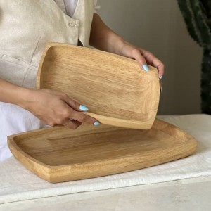 دیس چوبی گود مستطیل تیره متوسط کد 4533T