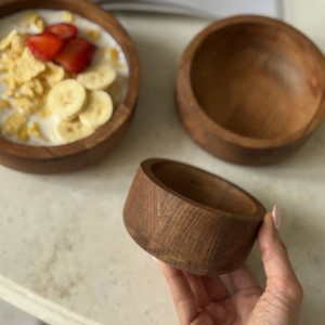 کاسه چوبی گرد لوکس مدل ژاپنی F (چوب گردو) – کد 4127 B