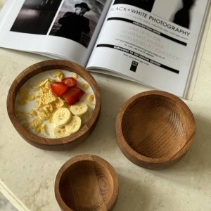 کاسه چوبی گرد لوکس مدل ژاپنی F (چوب گردو) – کد 4127 B