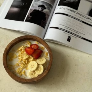 کاسه چوبی گرد لوکس مدل ژاپنی F (چوب گردو) – کد 4127 B