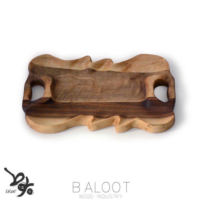 سینی  چوبی تزئینی دفرمه مستطیل گردو 24*39 کد 4730B