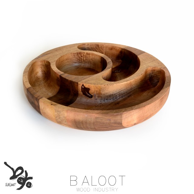 اردور چوبی گرد لوکس ۲۸ سانتی با  3 خانه‌هلالی –  کد 4510 B
