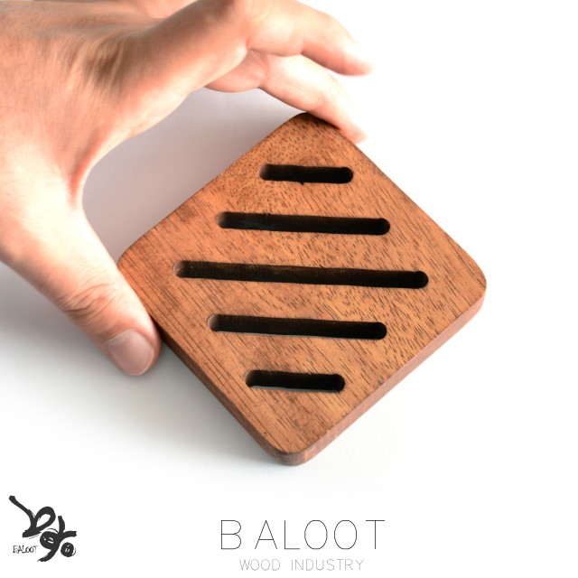 زير ليوانی چوبی مربع خط دار  کد 3429 T
