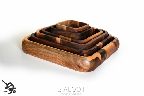 کاسه چوبی مربع لوکس مدل  E (چوب گردو) – کد 4119B