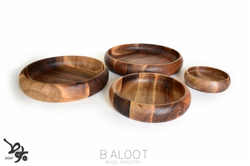 کاسه چوبی گرد خراطی لوکس ۲۰ سانتی (چوب گردو) – کد 4708 B